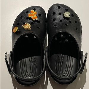 Kids Black Clogs with Fun Charms